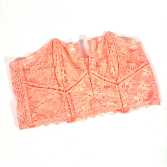 Victoria's Secret Neon Coral Pink Lace Bandeau - Picture 3 of 9